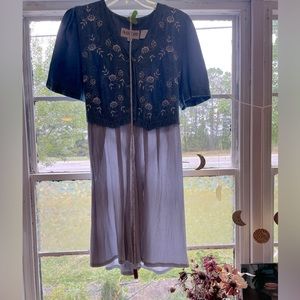 Vintage floral denim romper